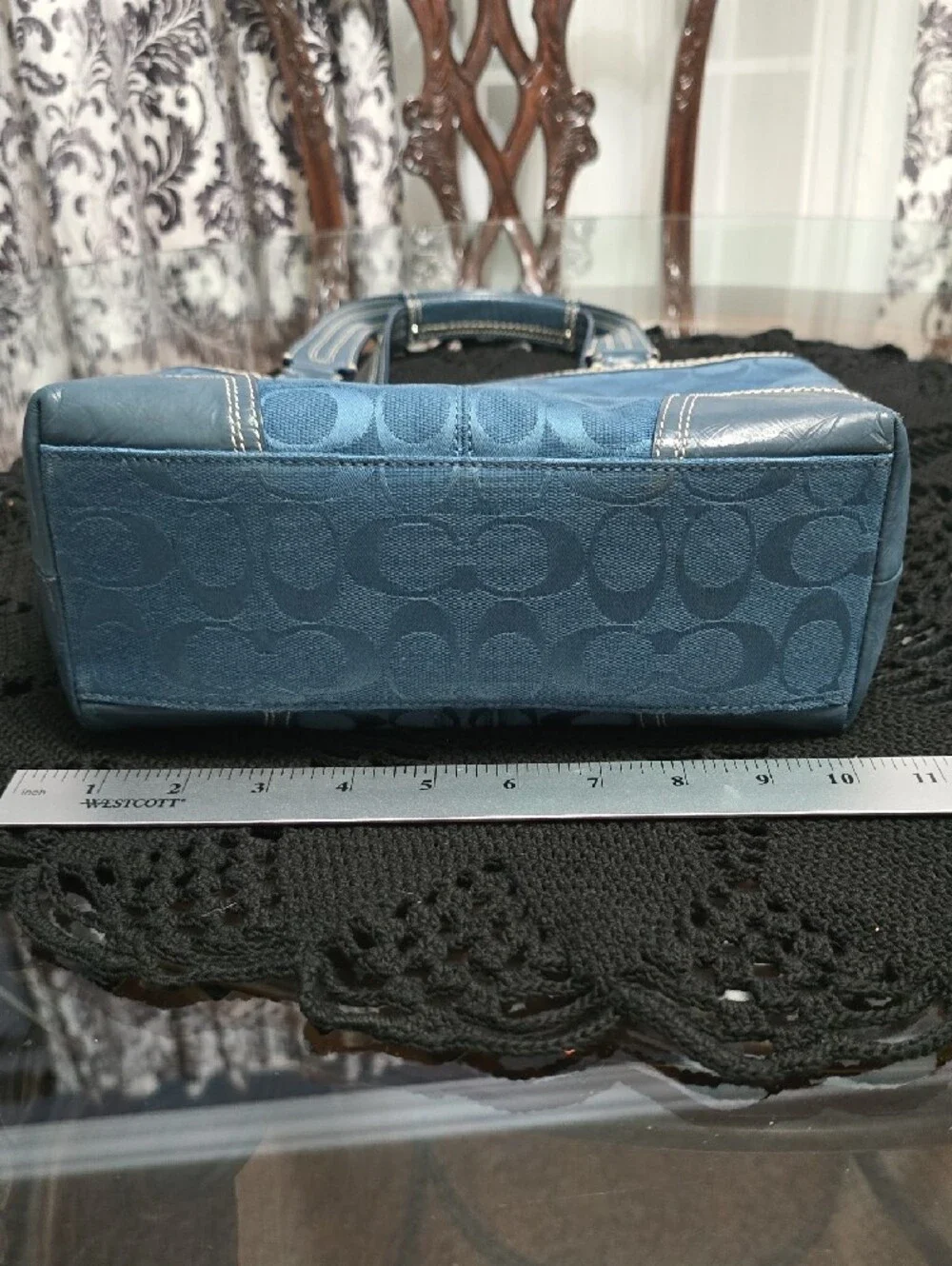 Coach Teal Signature Tote with Matching Wallet